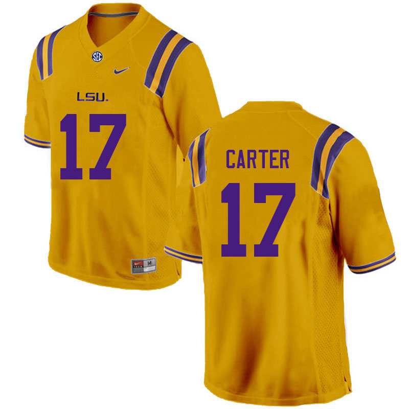 Men #17 Zavier Carter LSU Tigers College Football Jerseys Sale-Gold - Click Image to Close
